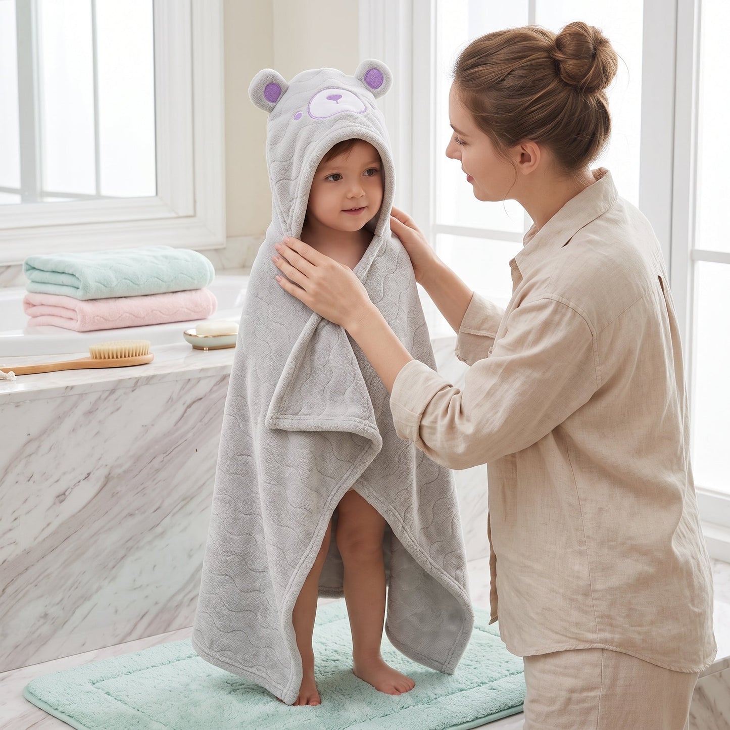 Baby & Kids Hooded Bathrobe – Soft Absorbent Towel Robe