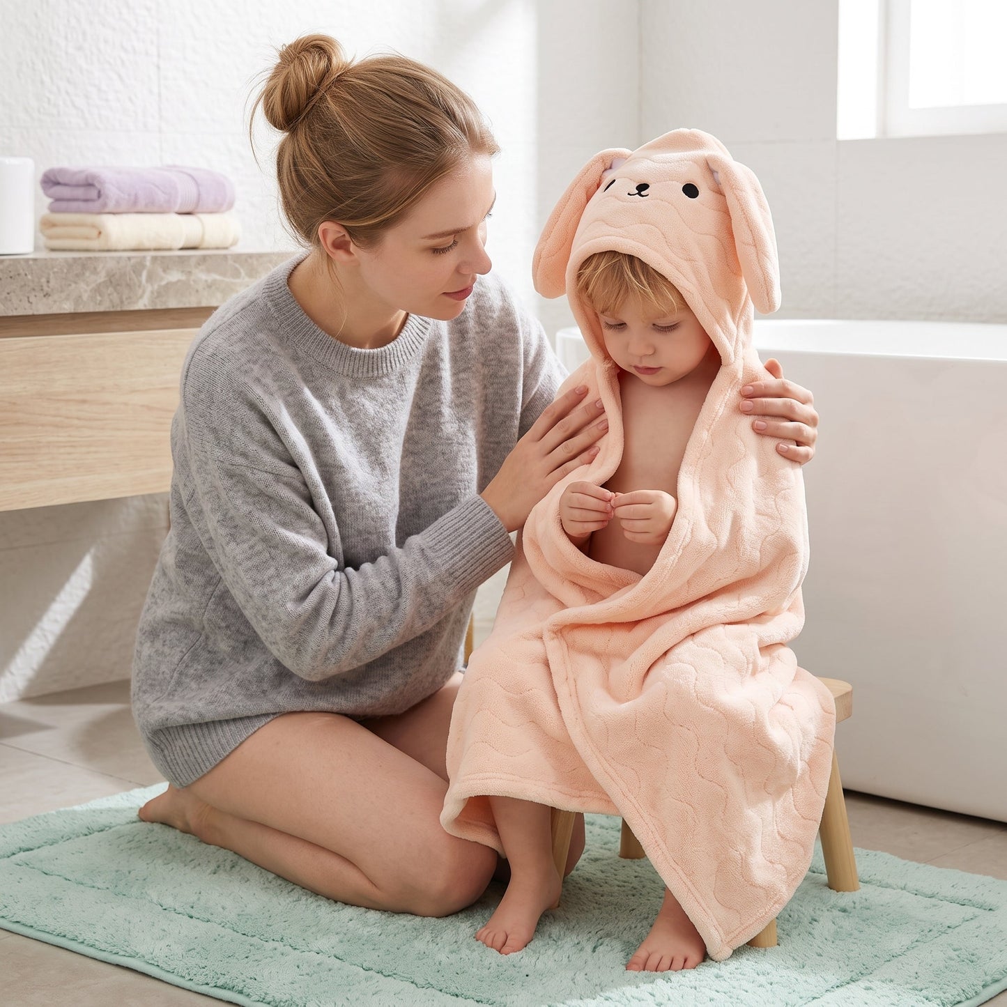 Baby & Kids Hooded Bathrobe – Soft Absorbent Towel Robe