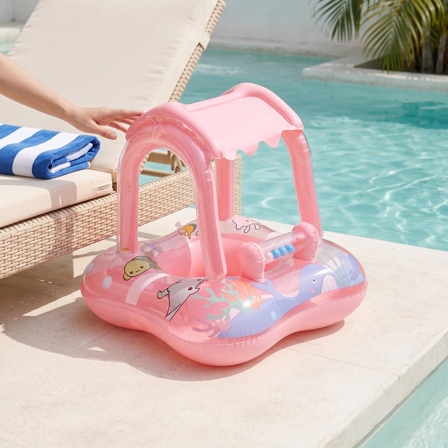 Baby Pool Float with Sun Canopy – Shaded Inflatable Swim Ring