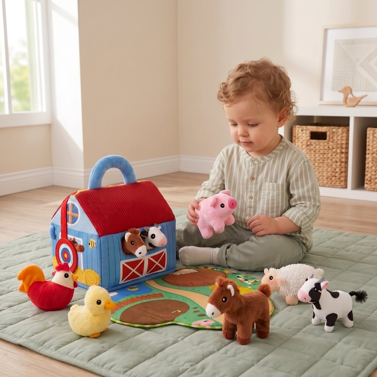 Farmyard Plush Animal Toy Set for Kids – Soft Stuffed Animals