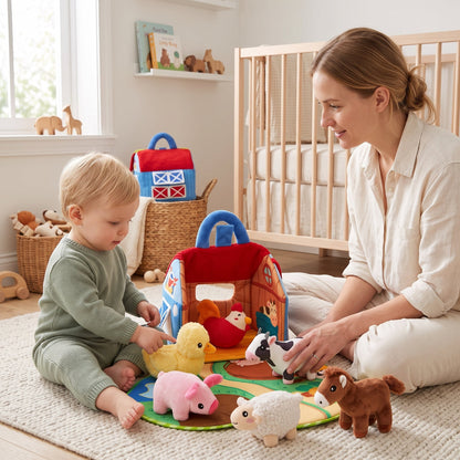 Farmyard Plush Animal Toy Set for Kids – Soft Stuffed Animals