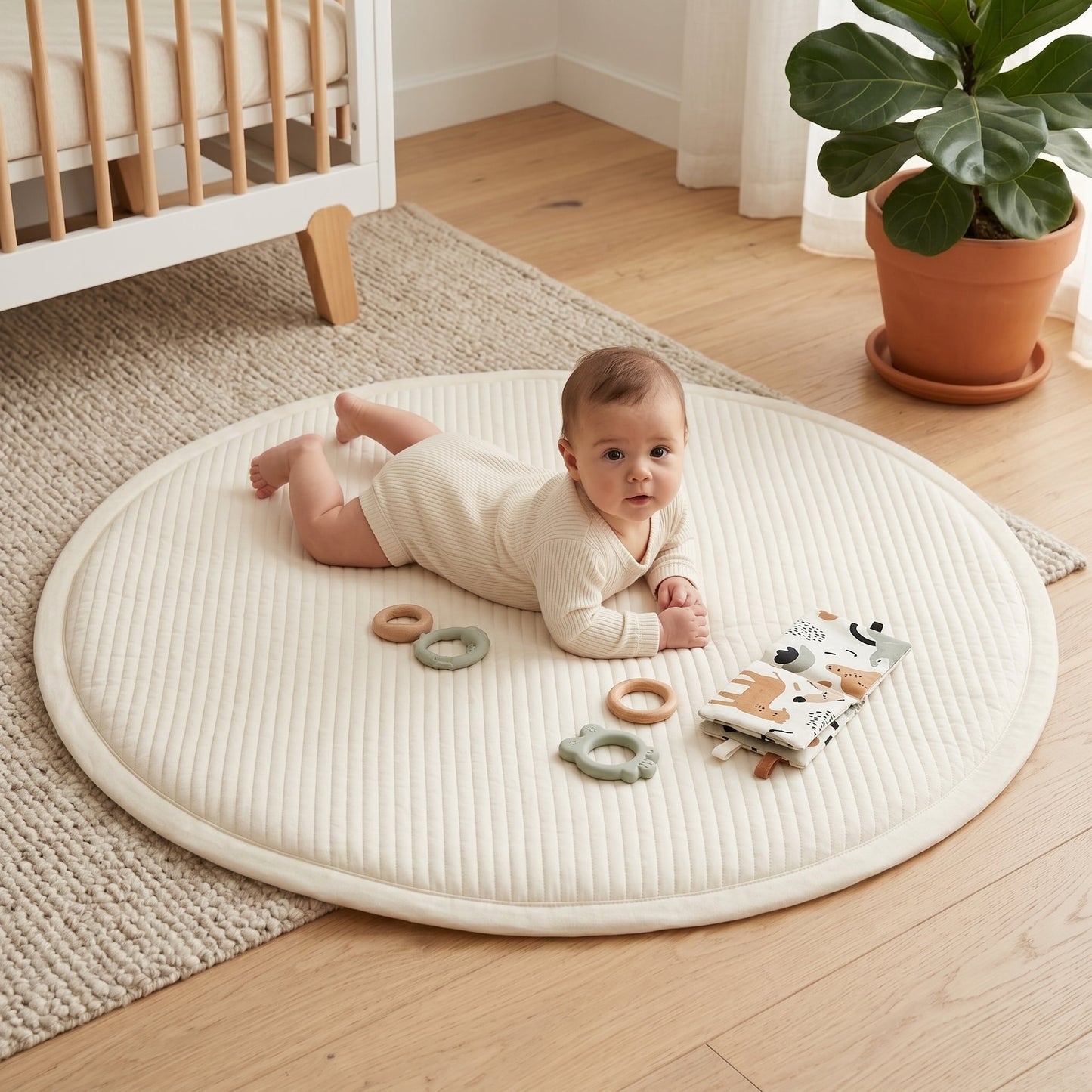 Round Padded Baby Play Mat – Crawling Activity Mat