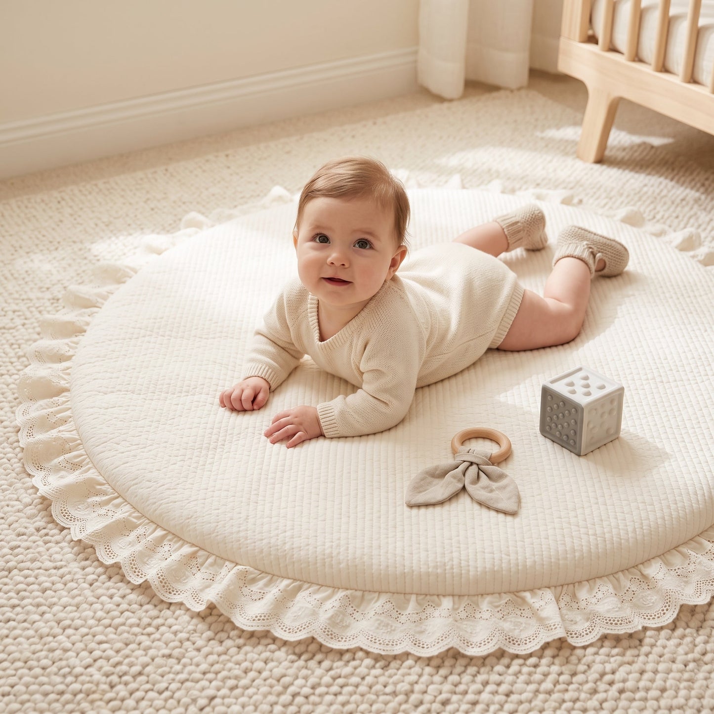 Round Padded Baby Play Mat – Crawling Activity Mat