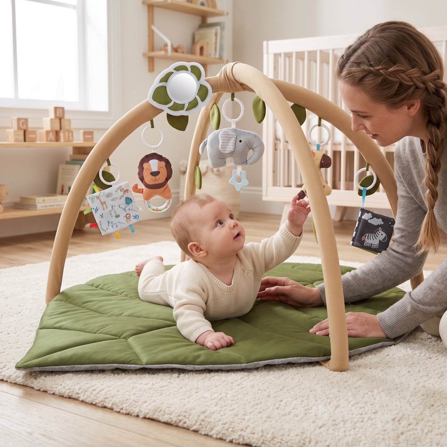 Baby Play Gym with Hanging Toys – Leaf Activity Center