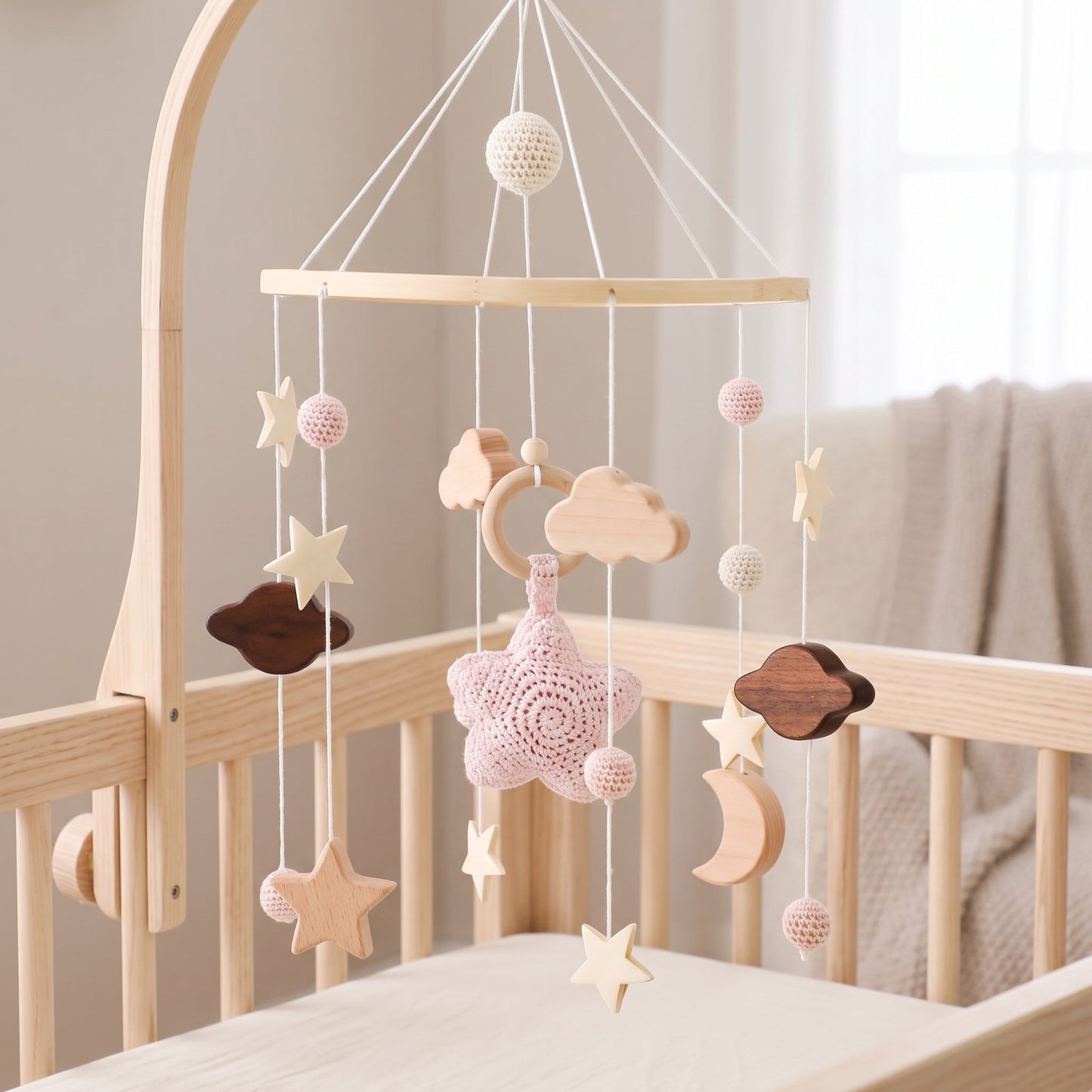 Wooden Crib Mobile – Star Design Nursery Decor