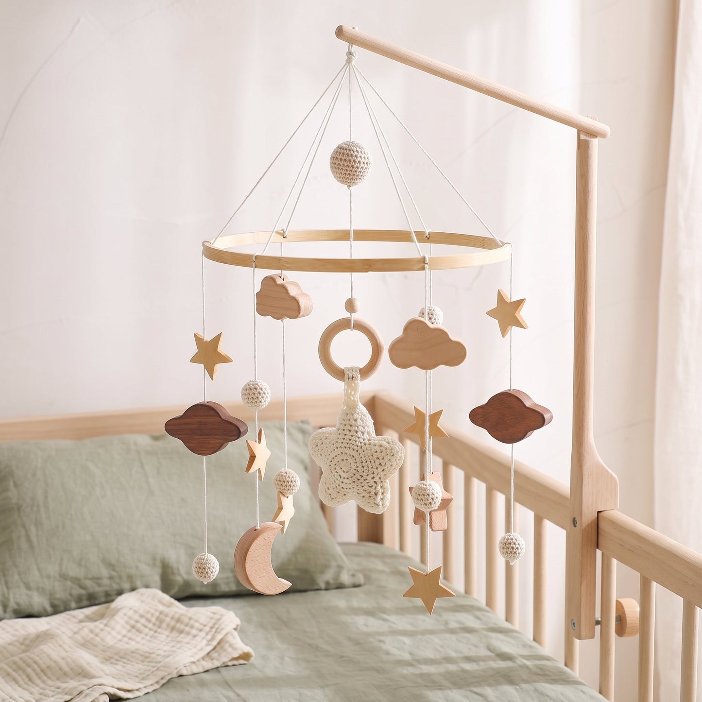 Wooden Crib Mobile – Star Design Nursery Decor