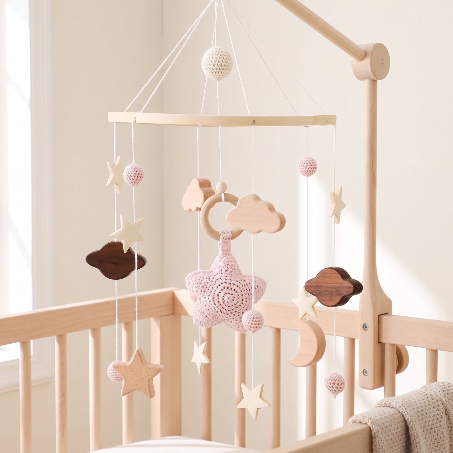 Wooden Crib Mobile – Star Design Nursery Decor