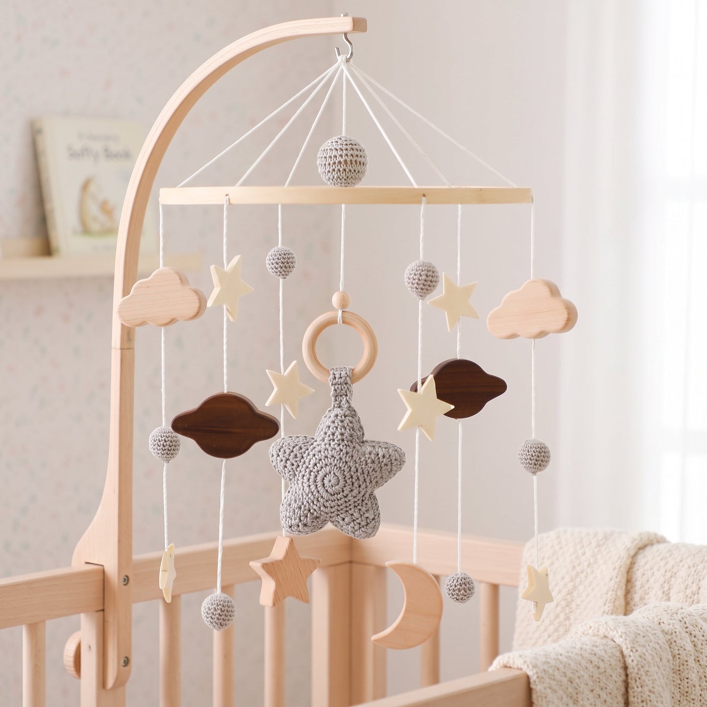 Wooden Crib Mobile – Star Design Nursery Decor