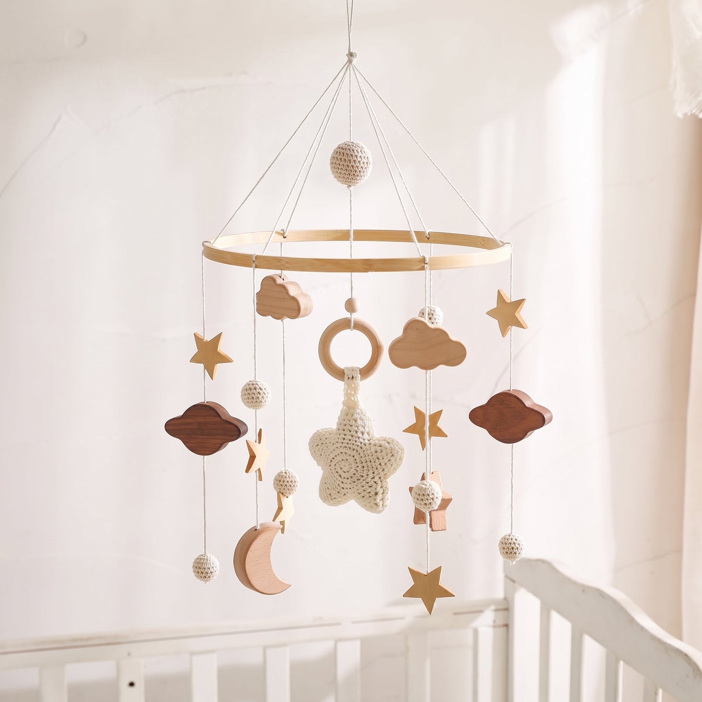 Wooden Crib Mobile – Star Design Nursery Decor