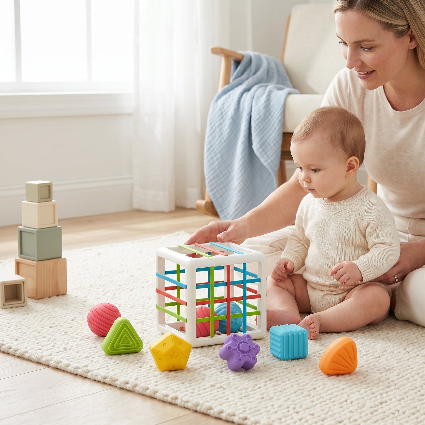 6-Piece Multi Sensory Shape Toy Set – Educational Baby Toy