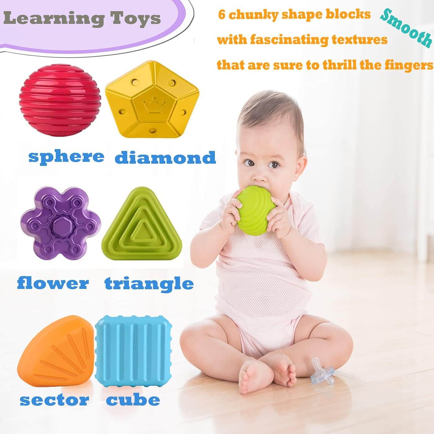 6-Piece Multi Sensory Shape Toy Set – Educational Baby Toy