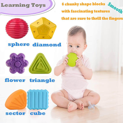 6-Piece Multi Sensory Shape Toy Set – Educational Baby Toy