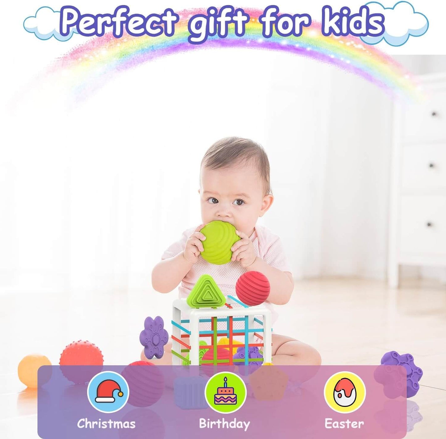 6-Piece Multi Sensory Shape Toy Set – Educational Baby Toy