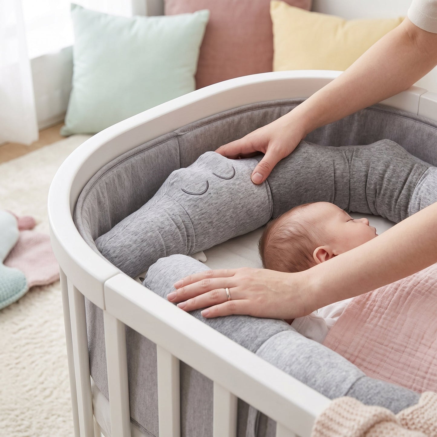 Animal Crib Bumper Liner Plush Toy – Padded Crib Protector