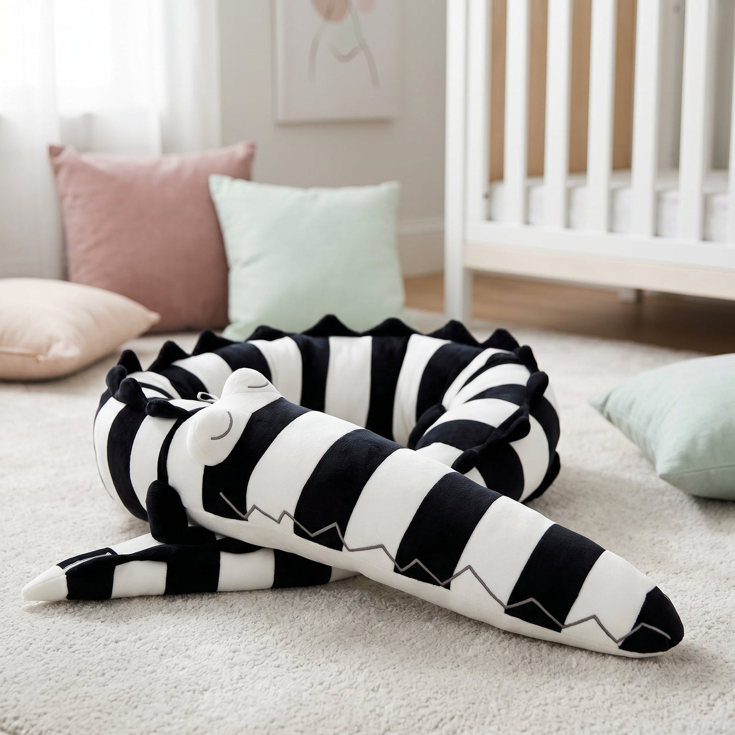 Animal Crib Bumper Liner Plush Toy – Padded Crib Protector