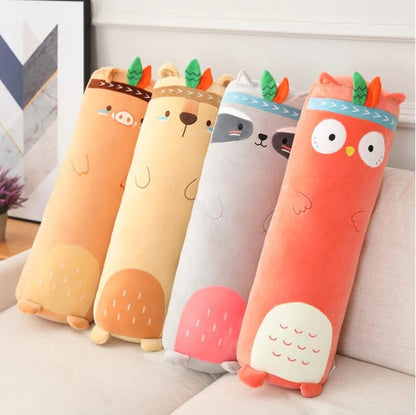 Animal Strip Plush Pillow Toy – Huggable Stuffed Cushion