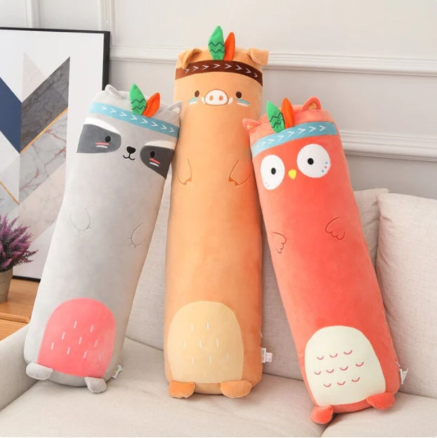 Animal Strip Plush Pillow Toy – Huggable Stuffed Cushion