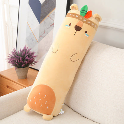 Animal Strip Plush Pillow Toy – Huggable Stuffed Cushion