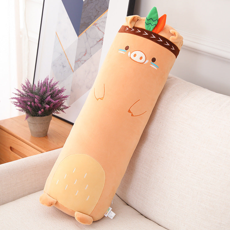 Animal Strip Plush Pillow Toy – Huggable Stuffed Cushion