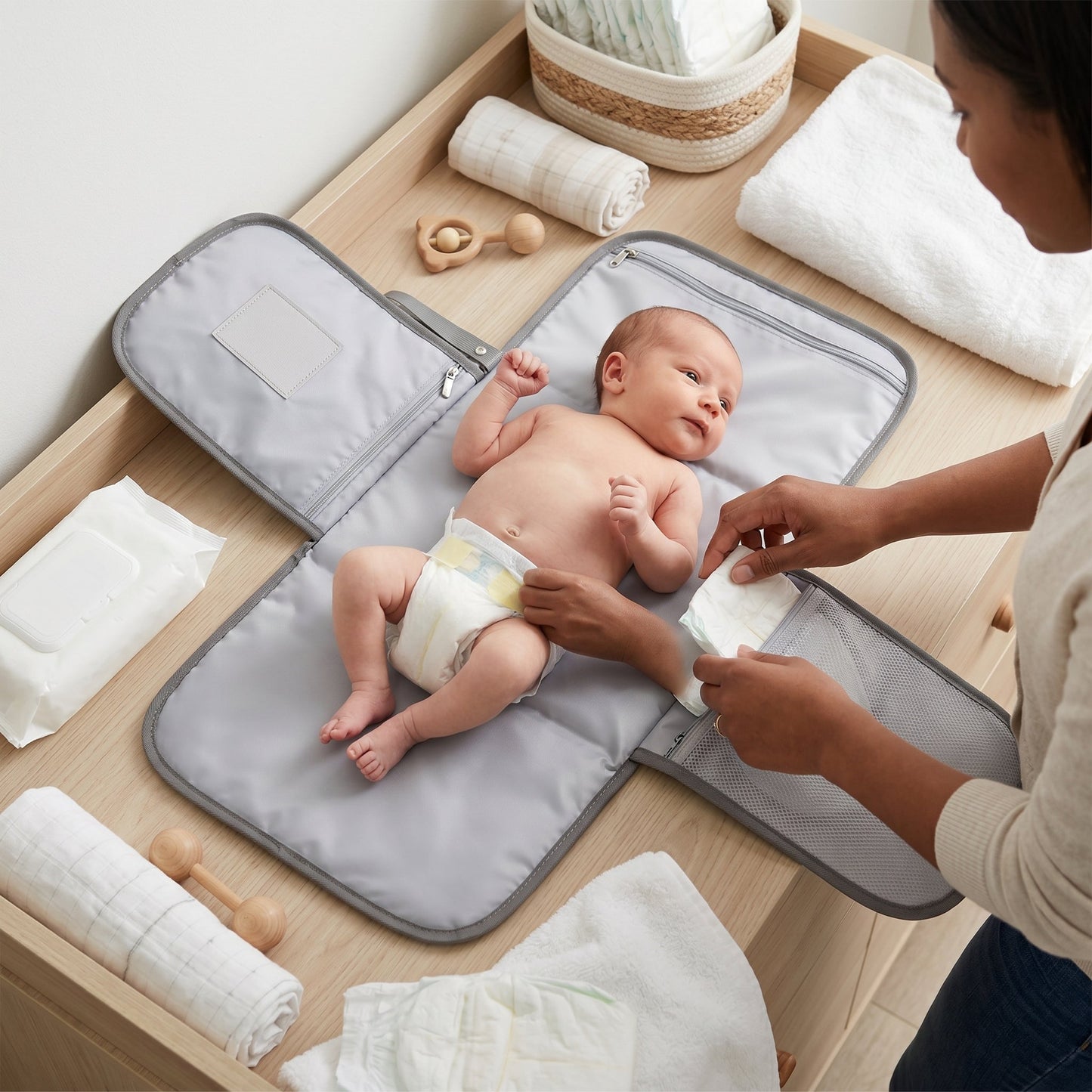 Baby Diaper Backpack with Compression Storage – Changing Pad