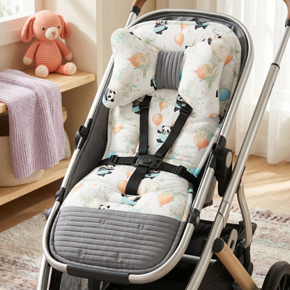 Soft Cotton Stroller Seat Cushion – Reversible Cartoon Liner