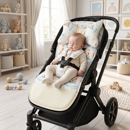 Soft Cotton Stroller Seat Cushion – Reversible Cartoon Liner