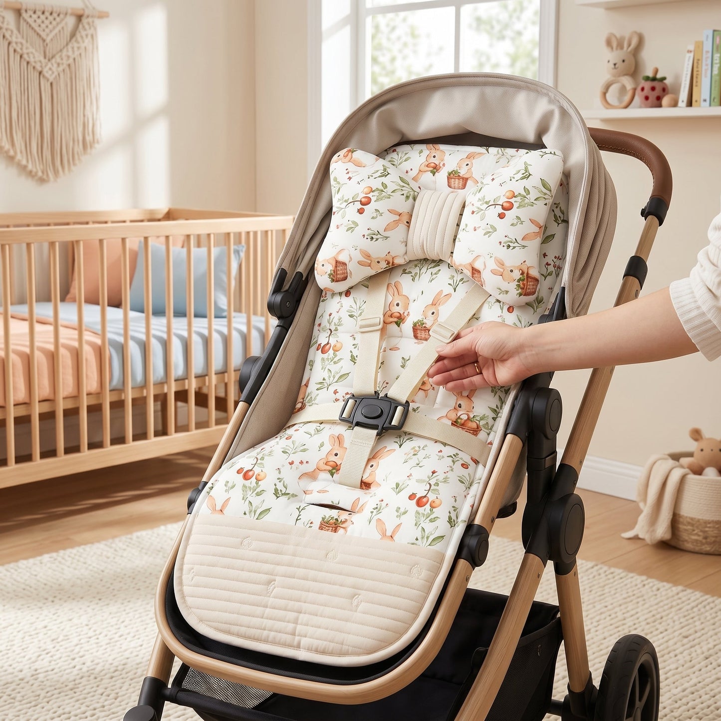 Soft Cotton Stroller Seat Cushion – Reversible Cartoon Liner