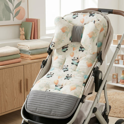 Soft Cotton Stroller Seat Cushion – Reversible Cartoon Liner