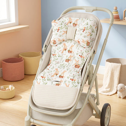 Soft Cotton Stroller Seat Cushion – Reversible Cartoon Liner