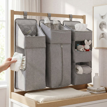Hanging Crib Storage Organizer – Detachable Pocket Caddy