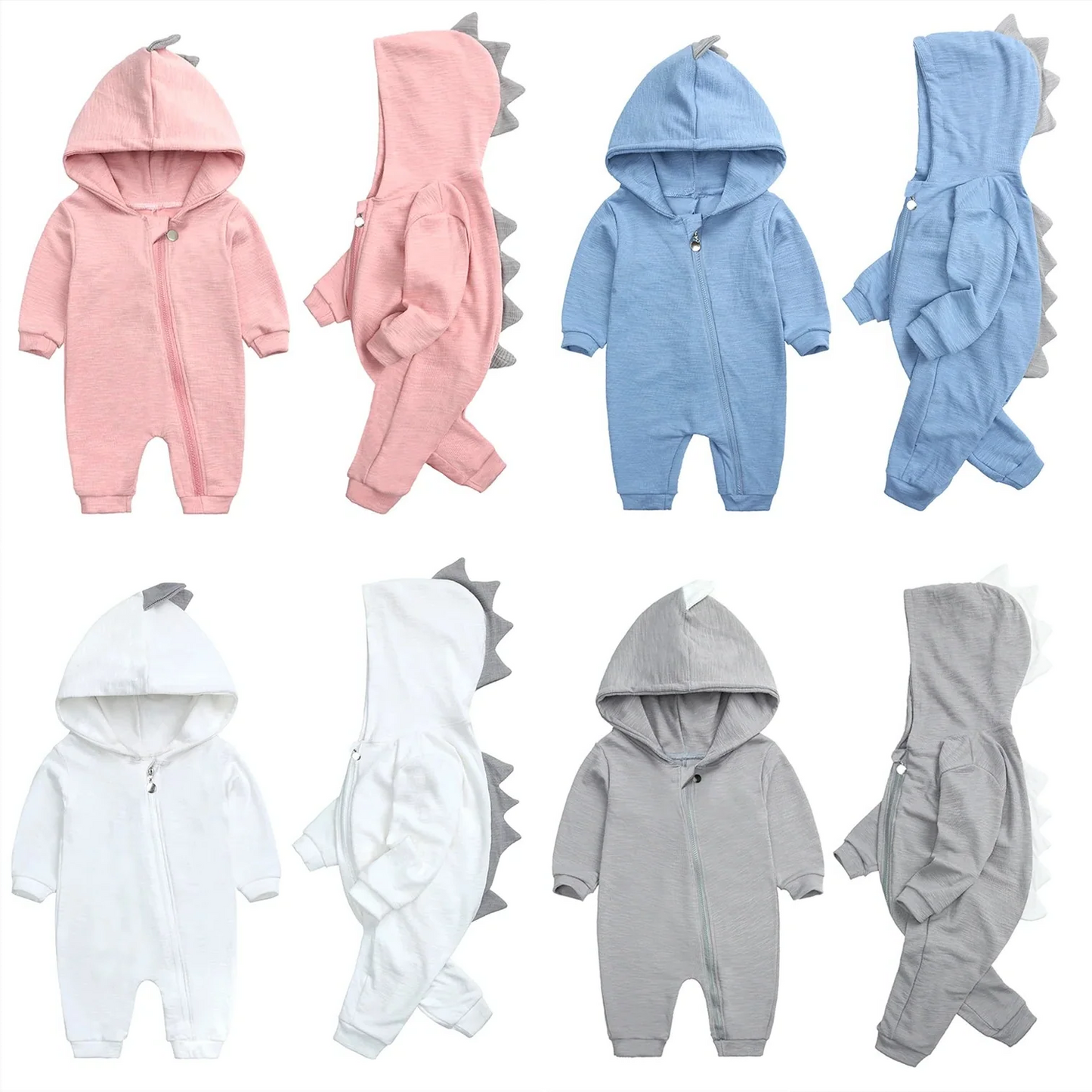 Dinosaur Hooded Baby Onesie – Cozy Fleece Bodysuit