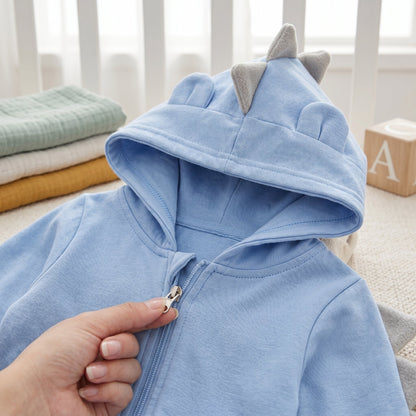 Dinosaur Hooded Baby Onesie – Cozy Fleece Bodysuit