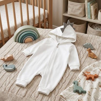 Dinosaur Hooded Baby Onesie – Cozy Fleece Bodysuit