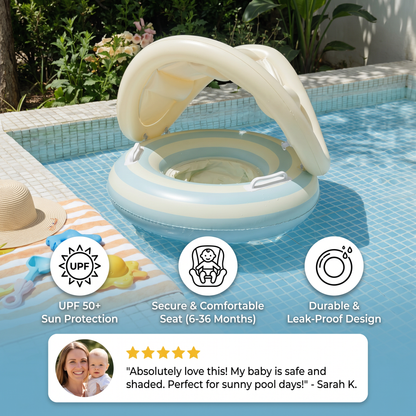 Inflatable Baby Swim Ring with Sun Canopy – Shaded Float