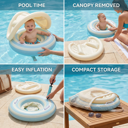 Inflatable Baby Swim Ring with Sun Canopy – Shaded Float