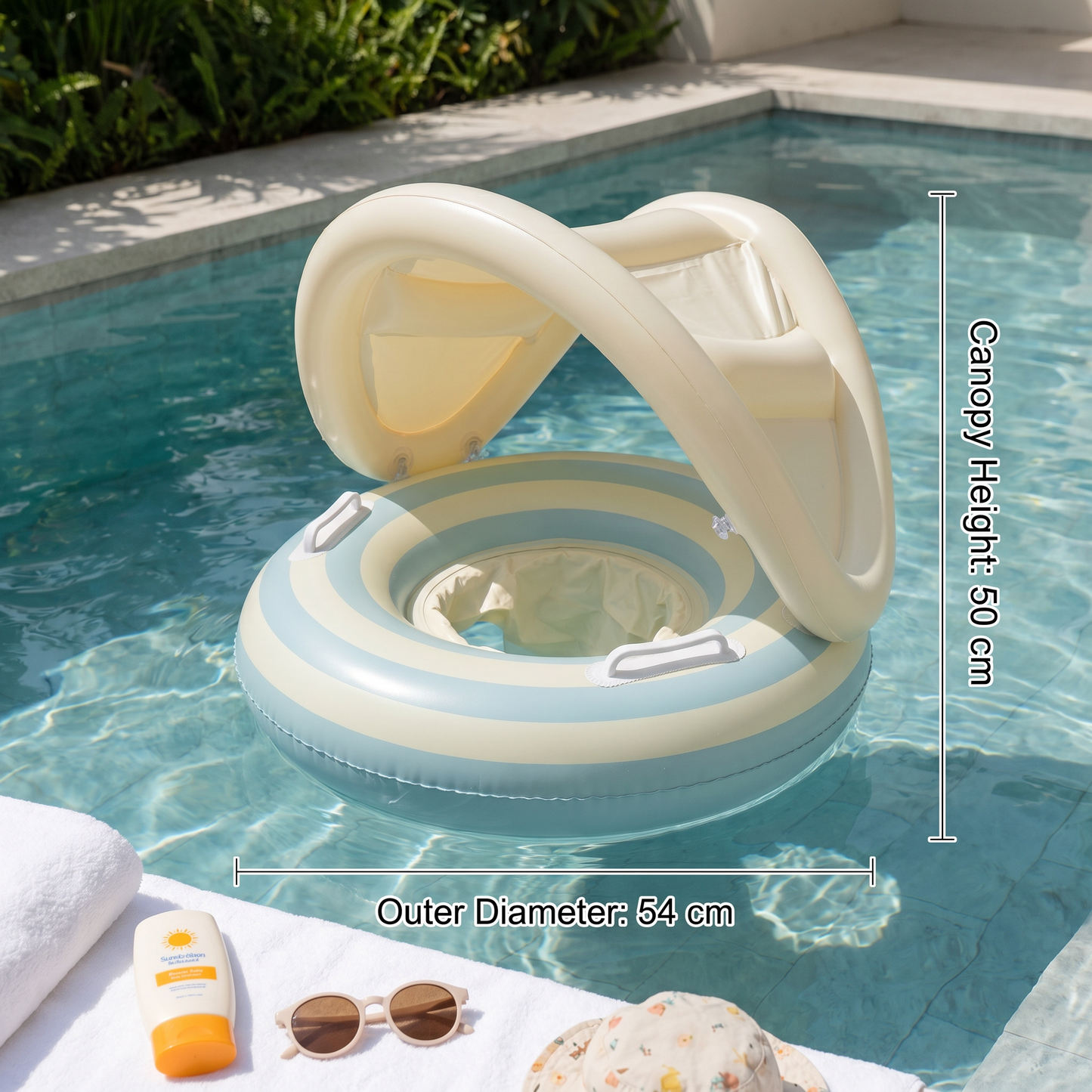 Inflatable Baby Swim Ring with Sun Canopy – Shaded Float