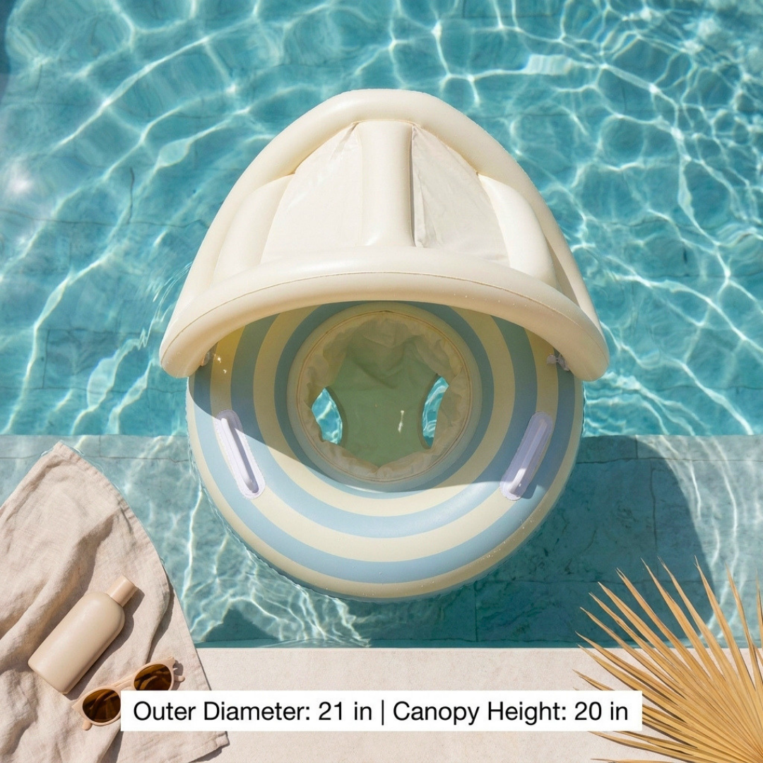 Inflatable Baby Swim Ring with Sun Canopy – Shaded Float