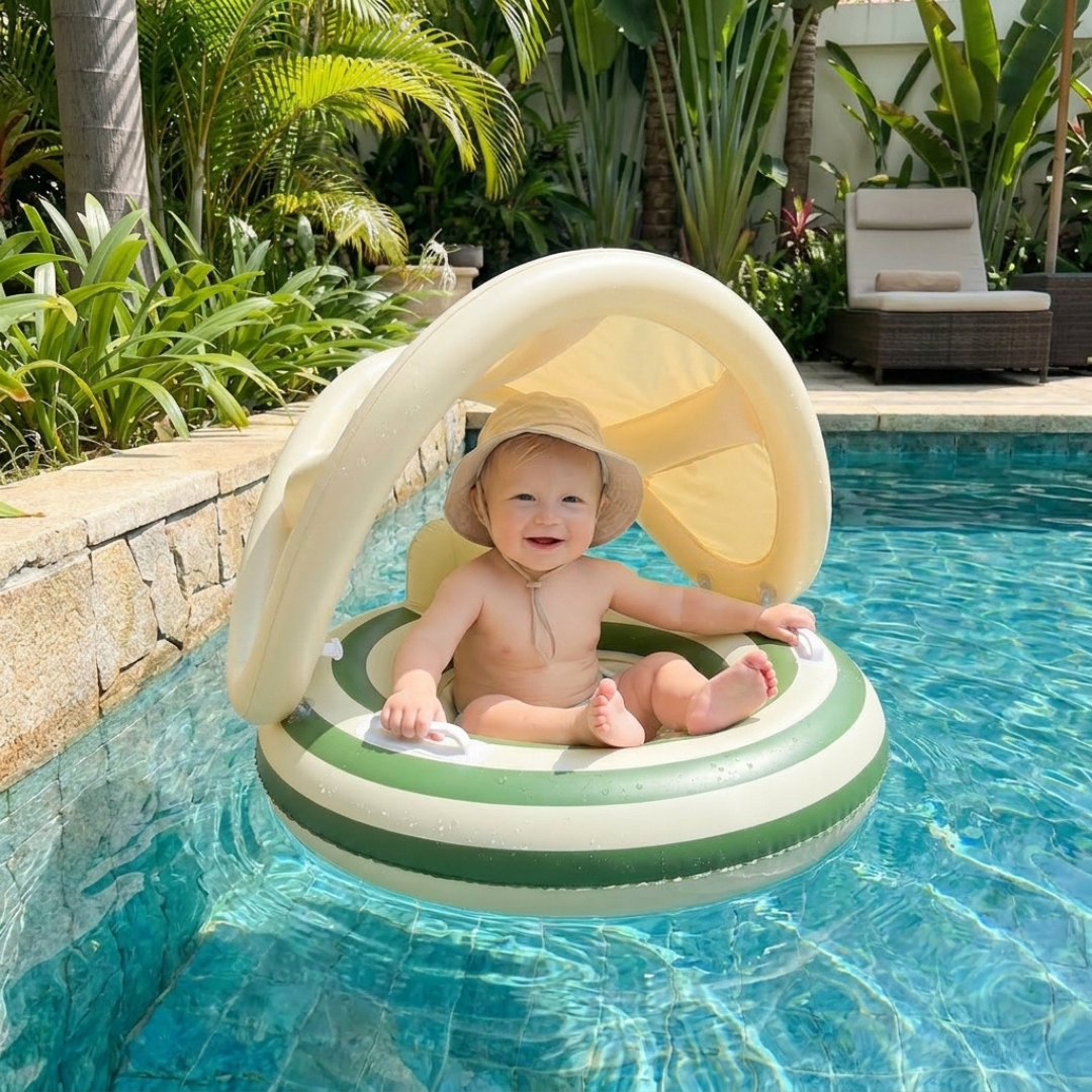 Inflatable Baby Swim Ring with Sun Canopy – Shaded Float