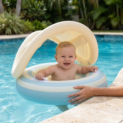 Inflatable Baby Swim Ring with Sun Canopy – Shaded Float