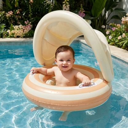 Inflatable Baby Swim Ring with Sun Canopy – Shaded Float