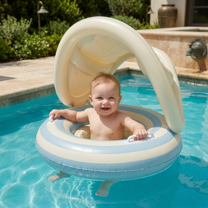 Inflatable Baby Swim Ring with Sun Canopy – Shaded Float