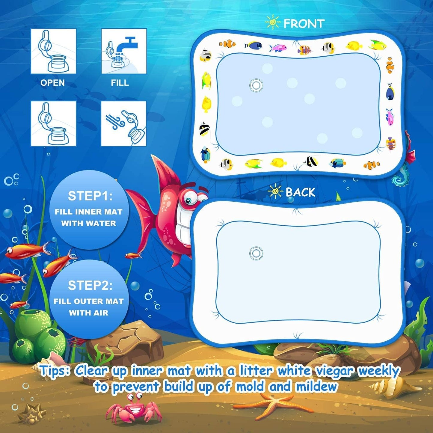 Inflatable Tummy Time Water Play Mat for Toddlers