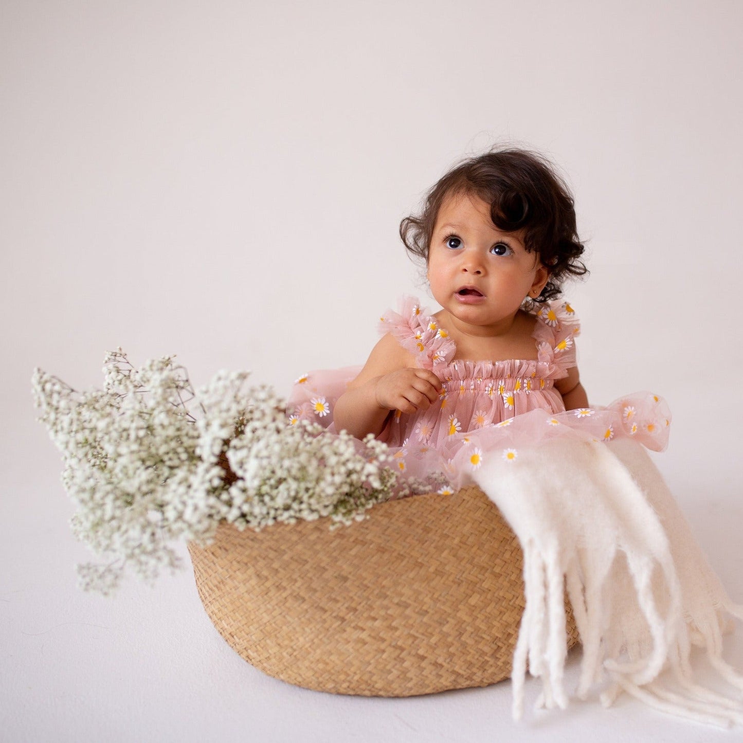 Girls Tulle Dress – Floral Daisy Print Party Dress