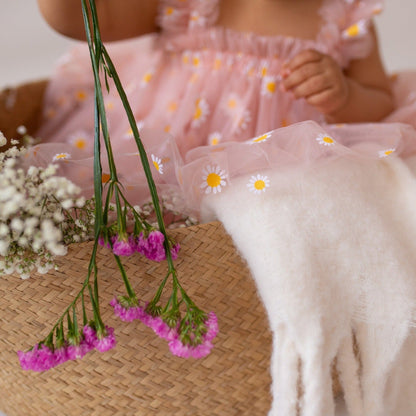 Girls Tulle Dress – Floral Daisy Print Party Dress