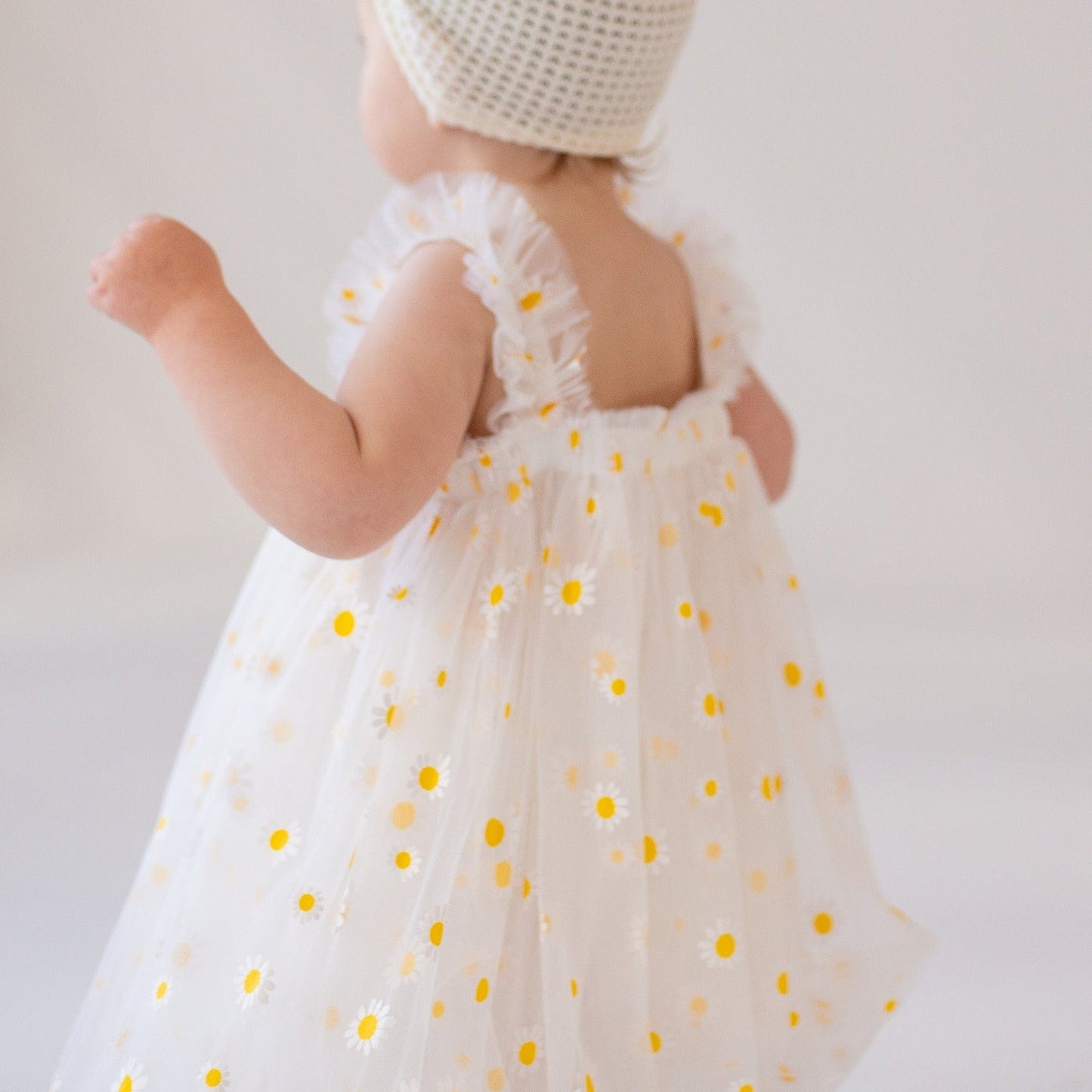 Girls Tulle Dress – Floral Daisy Print Party Dress