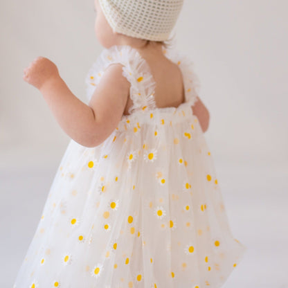 Girls Tulle Dress – Floral Daisy Print Party Dress