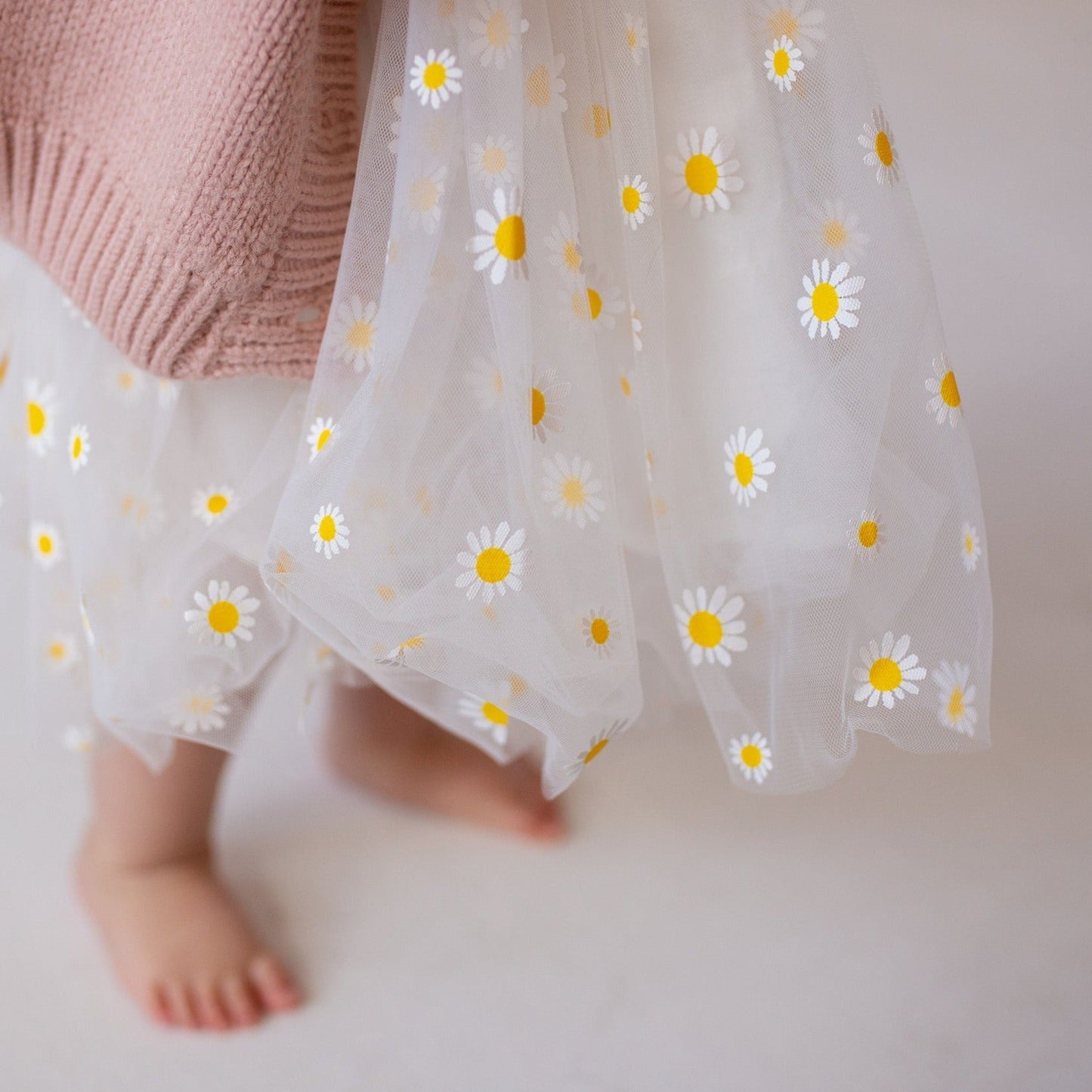 Girls Tulle Dress – Floral Daisy Print Party Dress