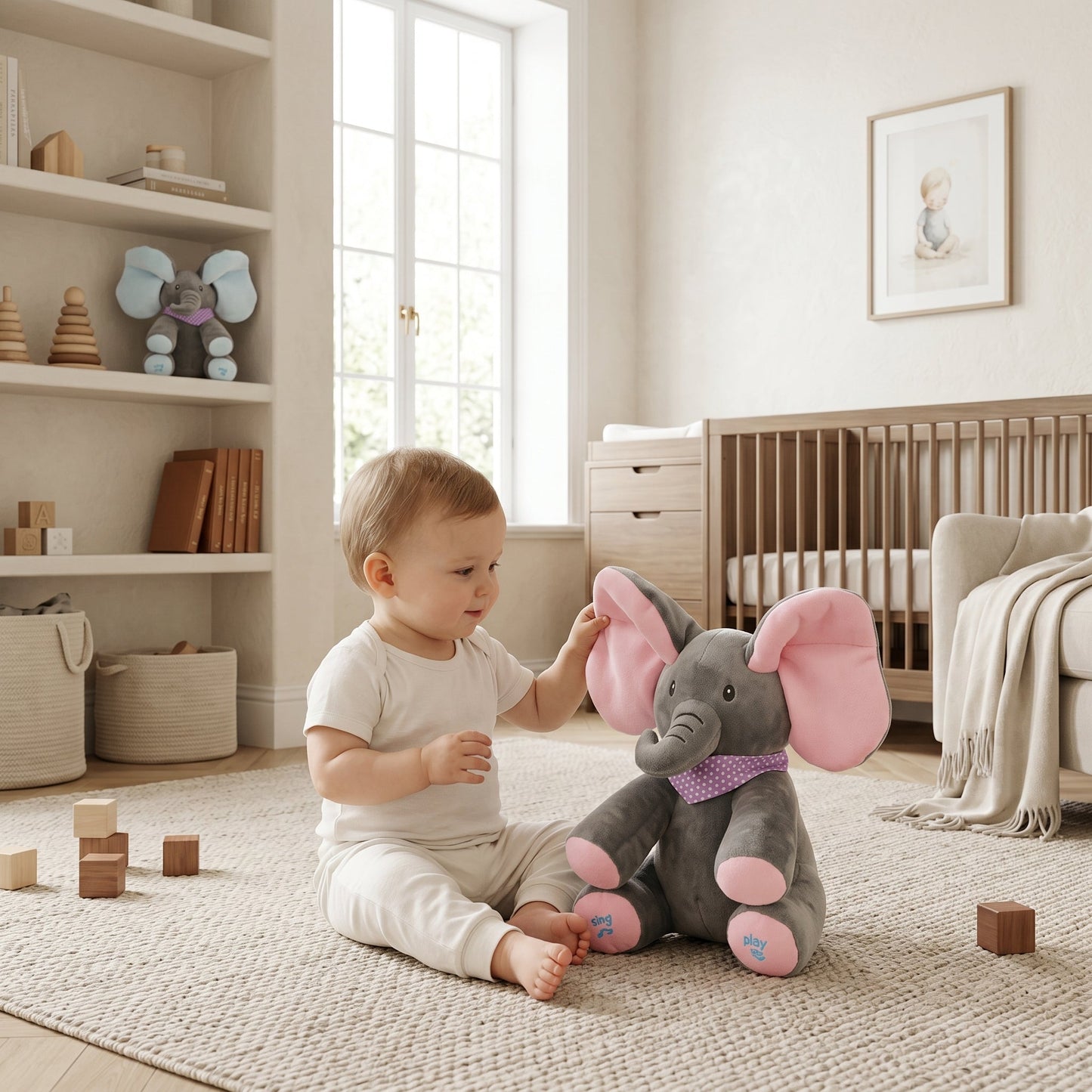 Peek-a-Boo Elephant Plush Toy for Infants – Interactive Toy