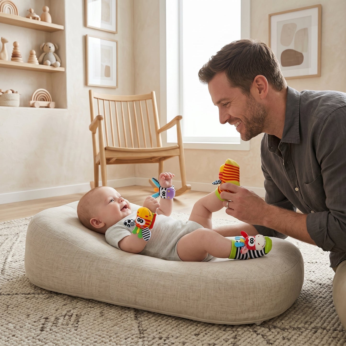 Sensory Baby Socks & Wristband Rattle Set – Development Toy
