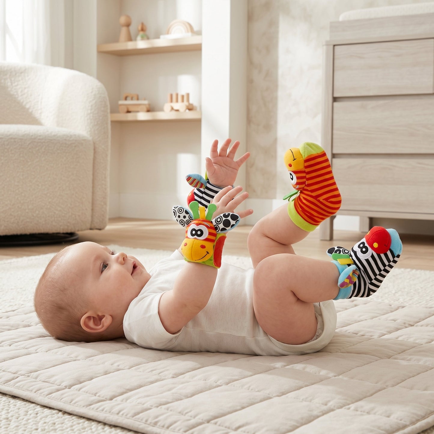 Sensory Baby Socks & Wristband Rattle Set – Development Toy